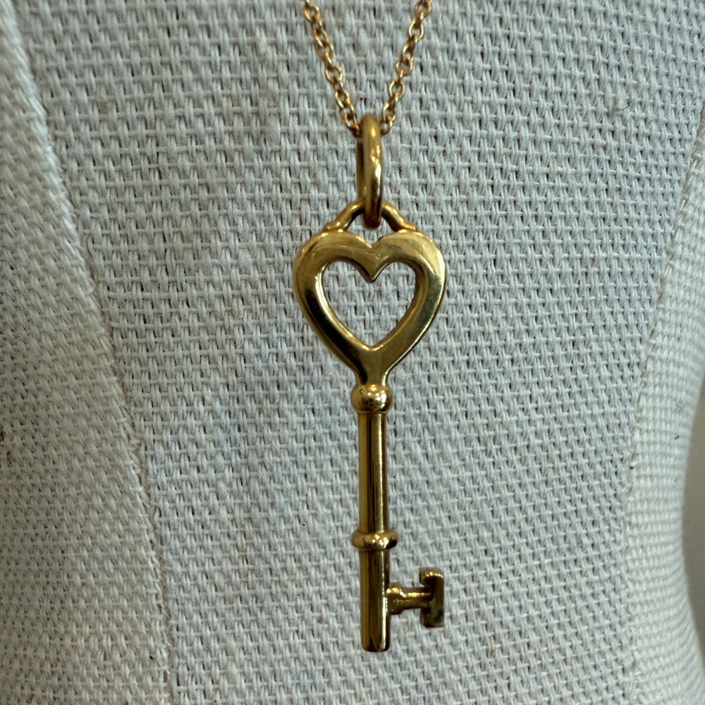 Tiffany & Co | Gold Heart Key Pendant Necklace